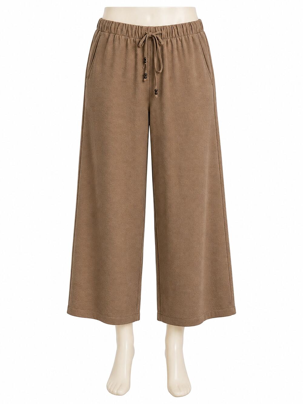 Rachel Zoe Taupe Wide Leg Cropped Pull-On Drawstring Pants - Size 1X